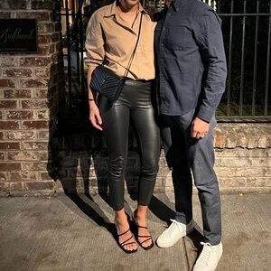 BCBGMAXAZRIA vegan leather ankle skinny pants